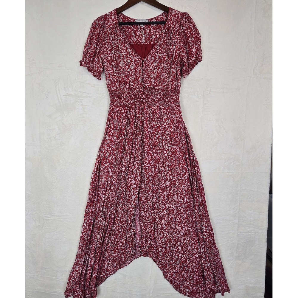 Hayden Los Angeles Floral Ruched Waist Maxi Dress Asymmetrical‎ Hem Size Medium - Picture 2 of 11